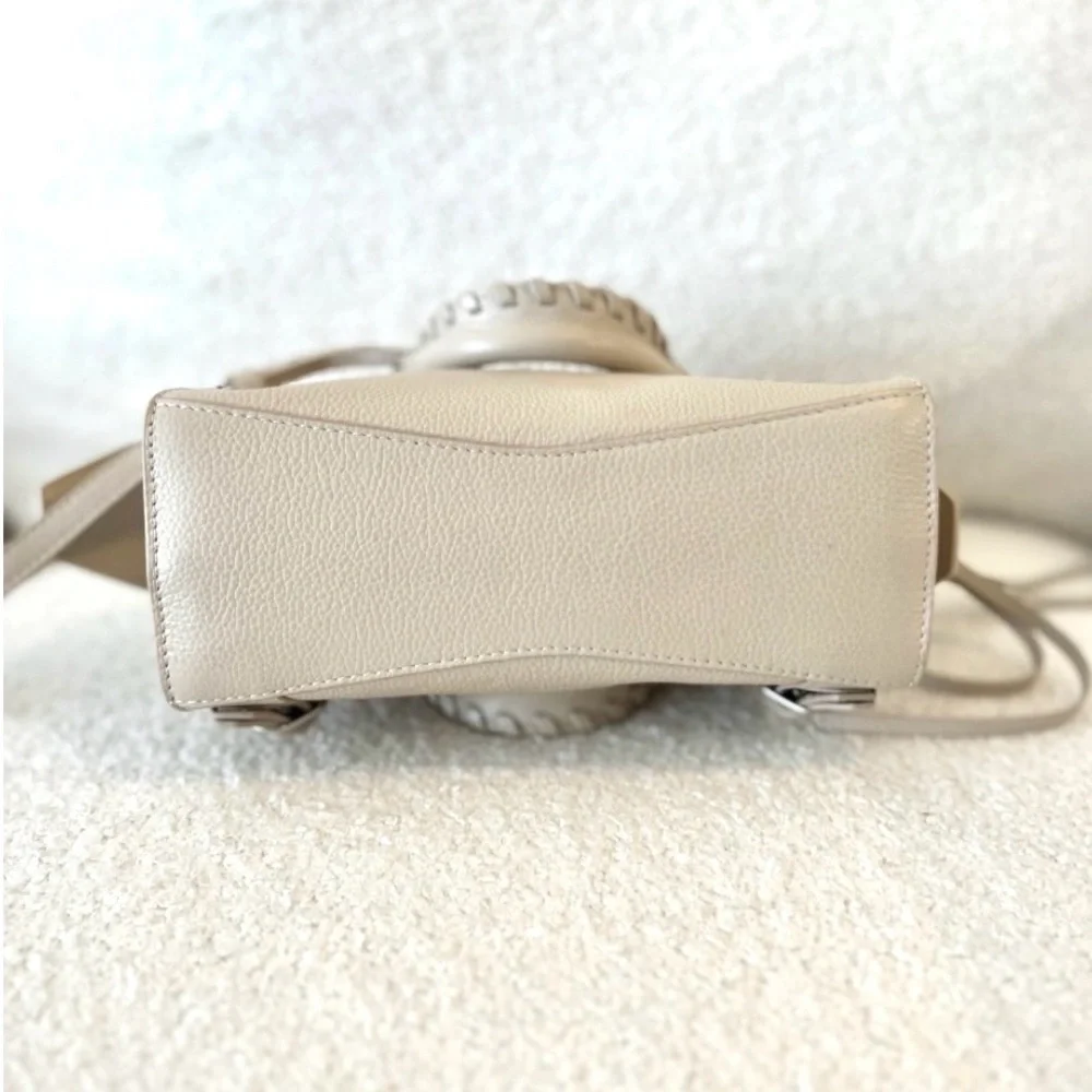 Auth LIKE NEW Balenciaga Neo mini Cream calfskin Leather Handbag 2 way strap - Picture 5 of 14